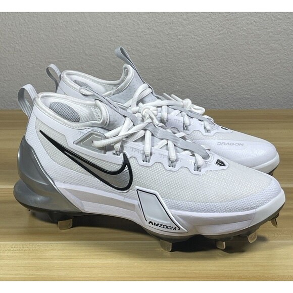 Nike Force Zoom Trout 9 Elite Metal Baseball Cleat Men Size 7 FB2906-102 White - Picture 2 of 10